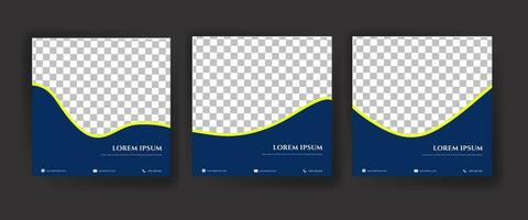 conjunto de banners de marketing de negocios digitales para la plantilla de publicación en redes sociales. fondo azul y dorado. tema premium. adecuado para publicaciones en redes sociales y publicidad web vector