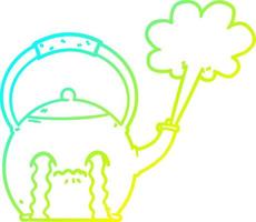 cold gradient line drawing cartoon boiling kettle vector