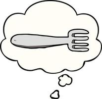 cartoon fork and thought bubble vector