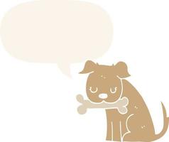 cartoon dog and speech bubble in retro style vector