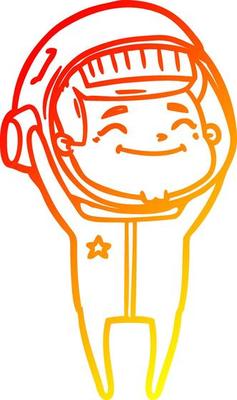 warm gradient line drawing happy cartoon astronaut