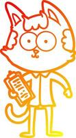 warm gradient line drawing happy cartoon salesman cat vector