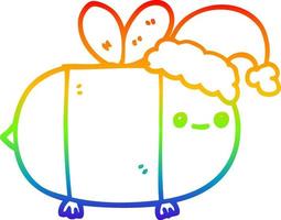 rainbow gradient line drawing cartoon christmas bee vector