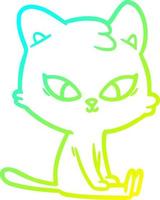 cold gradient line drawing cute cartoon cat vector
