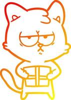 dibujo de línea de gradiente cálido gato de dibujos animados aburrido vector