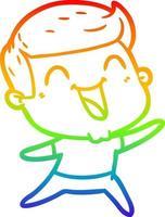 rainbow gradient line drawing cartoon man laughing vector