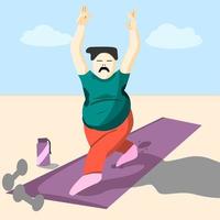 postura de yoga del hombre gordo vector