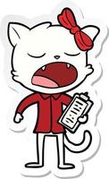 sticker of a cartoon yawning cat vector