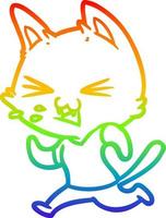 dibujo de línea de gradiente de arco iris dibujos animados gato corriendo silbido vector