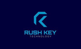 Diseño inicial del logotipo de la tecnología creativa rk o kr. vector