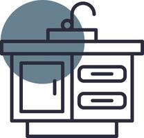 Kitchen Sink Line Sesa Circle Icon vector