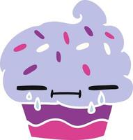 cartoon of a crying cupcake vector