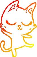 warm gradient line drawing calm cartoon cat vector