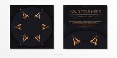 Luxurious black invitation card template with vintage abstract ornament. Elegant and classic vector elements ready for print and typography.