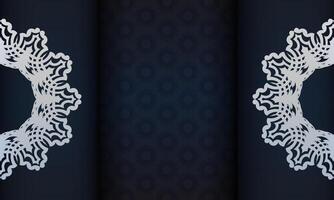 Dark blue luxury background with abstract ornament. Elegant and classic vector elements.