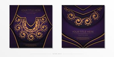 Two vertical banners with gold and purple designs vector