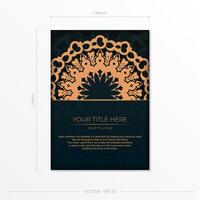 Dark green postcard template with white Indian ornaments. Elegant and classic elements ready for print and typography. vector