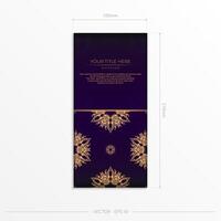 A purple and gold card with an ornate design vector