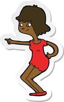 sticker of a cartoon girl pointing vector