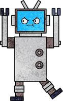 retro grunge texture cartoon robot vector