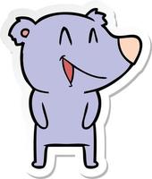 sticker of a laughing bear cartoon vector