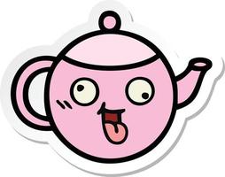 sticker of a cute cartoon teapot vector