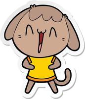 sticker of a cute cartoon dog vector