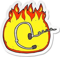 sticker of a burning headset cartoon vector