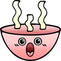 gradient shaded cartoon bowl of hot soup vector