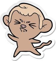 sticker of a cartoon angry monkey vector