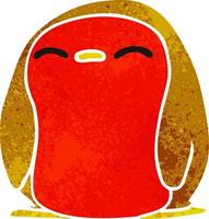 retro cartoon cute kawaii red robin vector