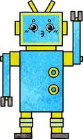 robot de dibujos animados de textura grunge retro vector