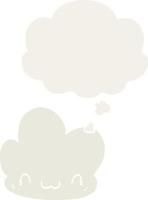 cartoon cloud and thought bubble in retro style vector