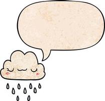 cartoon storm cloud and speech bubble in retro texture style vector