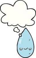 cartoon cute raindrop and thought bubble vector