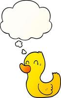 cartoon duck and thought bubble in smooth gradient style vector