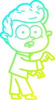 cold gradient line drawing cartoon staring man vector
