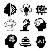 artificial inteligence and robotic icon collection suitable for technology illustration vector