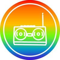 reproductor de casetes de radio circular en el espectro del arco iris vector