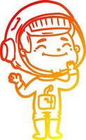 warm gradient line drawing happy cartoon astronaut vector