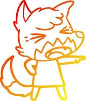 warm gradient line drawing angry cartoon fox vector