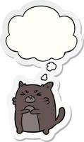 cartoon angry cat and thought bubble as a printed sticker vector