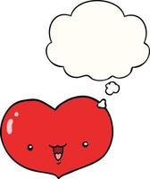 caricatura, amor, corazón, carácter, y, pensamiento, burbuja vector