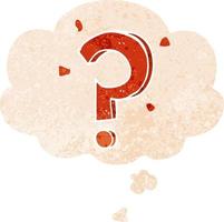 cartoon question mark and thought bubble in retro textured style vector