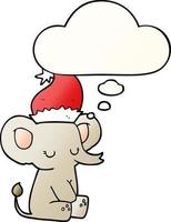 cute christmas elephant and thought bubble in smooth gradient style vector