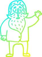 cold gradient line drawing cartoon bearded man vector