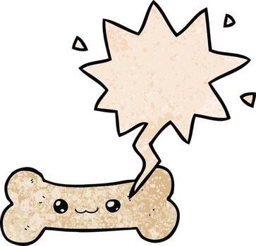 cartoon bone and speech bubble in retro texture style vector