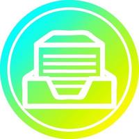 office paper stack circular in cold gradient spectrum vector