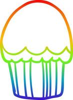 rainbow gradient line drawing Cartoon cupcake vector