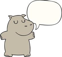 cartoon hippo and speech bubble vector